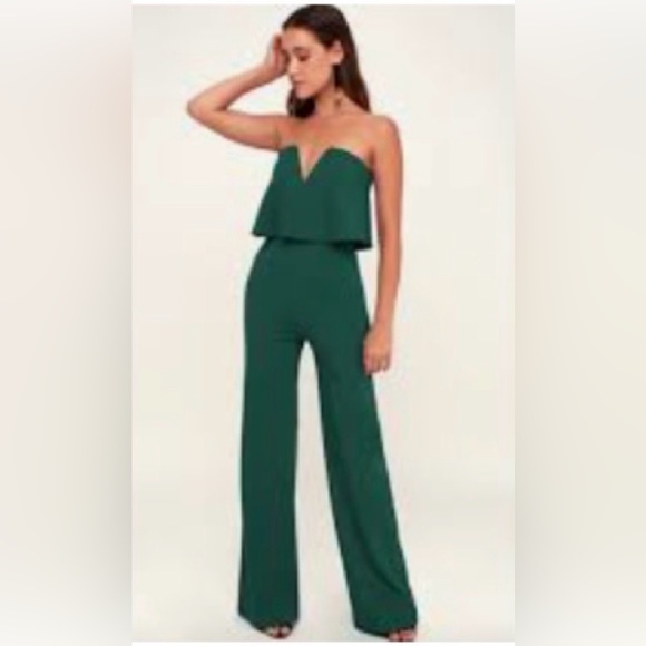 Lulu’s Power of Love Emerald Green Jumpsuit Size L - Picture 5 of 6
